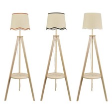 Light Wooden Tripod Floor Lamp