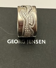 Georg Jensen Fusion 3 Rings Size 56 Pave Centre & 2 Outline Rings 18k White Gold