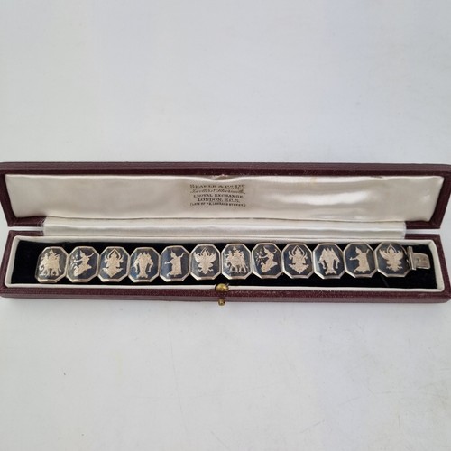 Silver niello panel bracelet - niello,