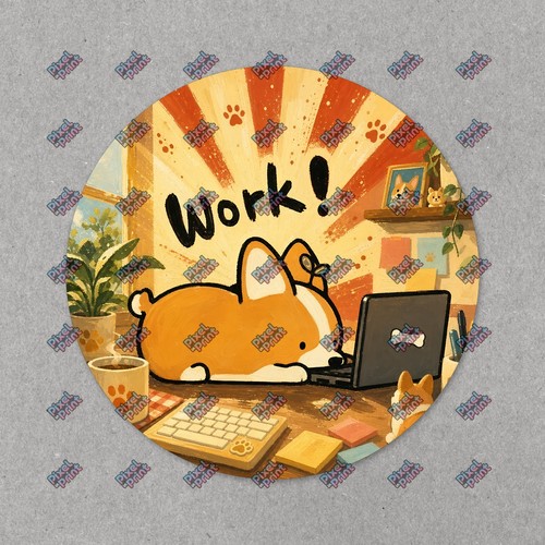 Kawaii corgi working - kawaii, at