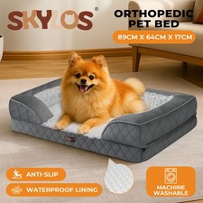 Skylos Orthopedic Pet Bed Large Memory Foam Cushion Dog Calming Velvet Washable
