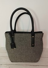 MATALAN Ladies grey & black herringbone handbag / shoulder bag - new
