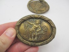 Antique Brass Drawer Handles Pulls Old Chest Victorian Cherub - £8 a pair