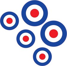 RAF Roundel x 5 Stickers Mod The Who Lambretta Vespa Scooter Bike Vinyl Decals 