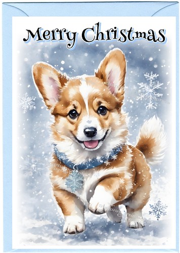 Corgi dog puppy christmas card - dog,
