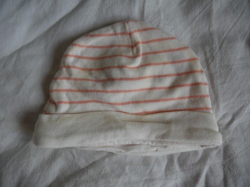 Baby hat cream pink stripe - cream,