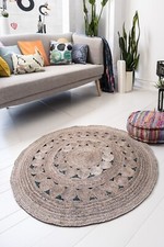 Round Rug Jute Braided Natural