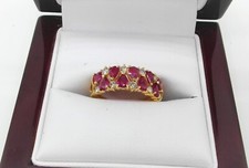 Lovely 18ct Yellow Gold Ruby & Diamond Half Hoop Ring with Valuation