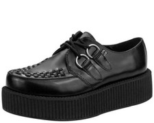 TUK Mondo Hi Black Unisex Leather Platform Creepers Shoes