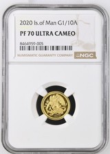 2020 Isle of Man Gold Proof  1/10oz Angel coin NGC PF70 Population 1