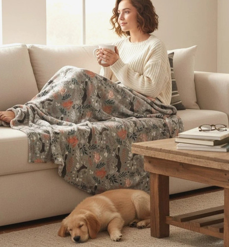 Fleece blanket throw woodland - fleece,