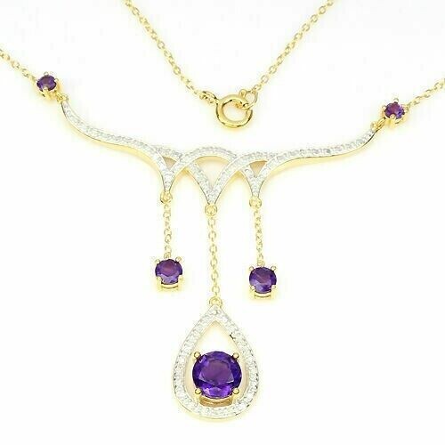 Silver necklace amethyst - silver,
