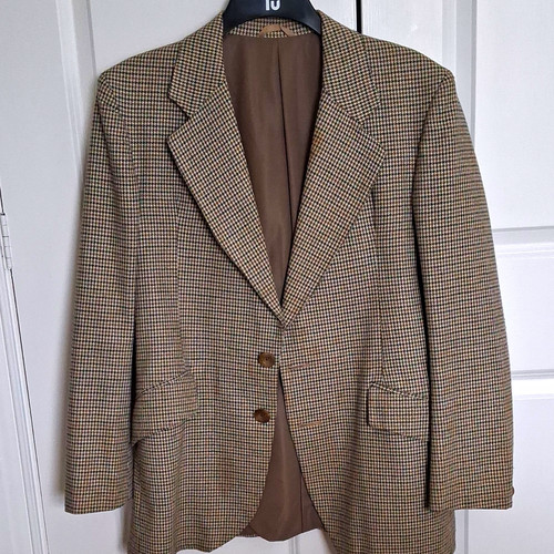 Brown beige houndstooth wool - houndstooth,