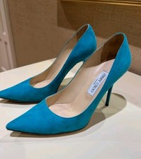 Jimmy Choo Women's Heel UK 7 Excellent Condition Turquoise Blue Suede FREE POST