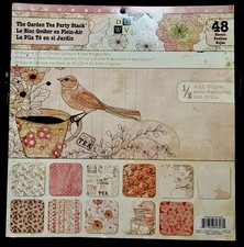DCWV The Garden Tea Party Stack 48 Sheets 12”x12” Half Have Glitter
