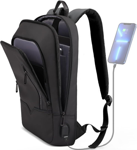 Black backpack for business - black,