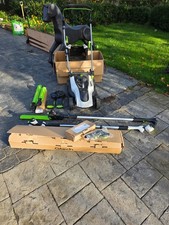 GTECH LAWN MOWER AND 2 X HEGDE COUUTERS AND SMALL MOWER