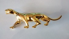 JAGUAR BROOCH PANTHER CAT gold tone BROOCH