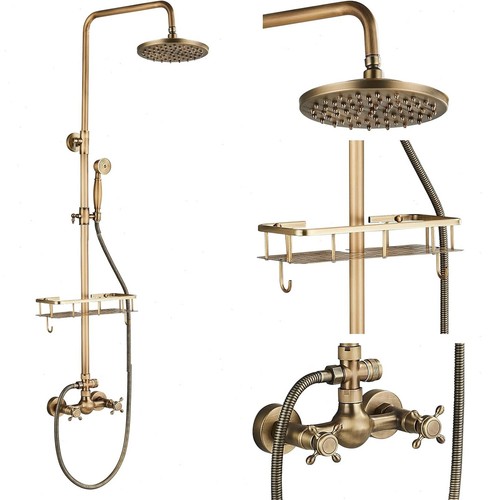 Antique brass bathroom - brass, exposed