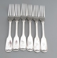 6 Antique Silver Plated Fiddle