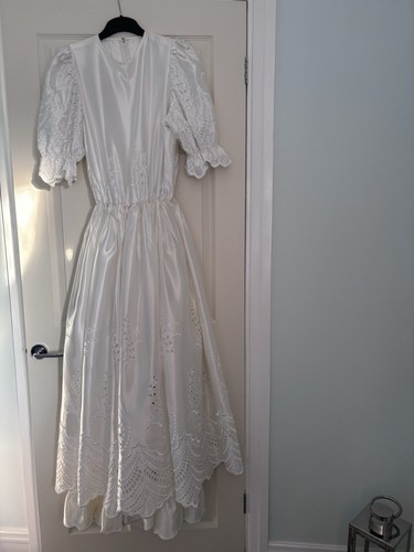 Vintage white satin brocade - vintage,