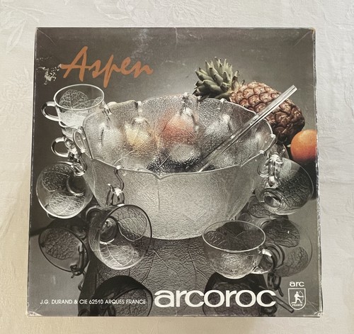 Large glass punch bowl and - large, 12