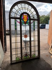 Very Large Arch Framed Art Nouveau Stained Glass Window