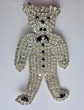 Butler & Wilson Style Large Teddy Brooch Silver Tone