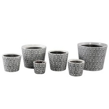 Black White Planter Plant Pot Ceramic Dutch Cover Terracotta Ikat Rustic