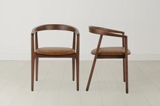 Swyft Dining Chair 01  Walnut- Maple Leather - Set of 2 RRP £459