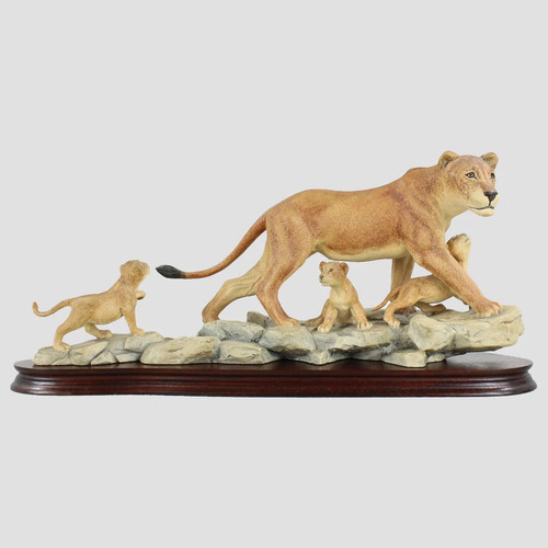 African lioness and cubs - african,