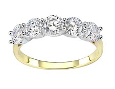 9ct Gold on Silver Simulated Diamond 5 Stone Eternity Ring size J to V