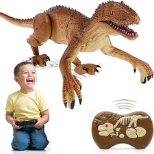 Remote Control Dinosaur Walking Roaring Robot Toy for Kids RC 2.4GHz Green NEW