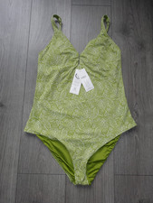 M&S MARKS & SPENCER GREEN MIX SECRET SLIMMING SWIMMING COSTUME UK SIZE 18 LONG