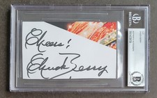 CHUCK BERRY SIGNED SLABBED BECKETT BAS COA ROCK & ROLL MUSIC SINGER AUTOGRAPHED