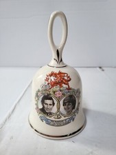 Vintage Prince Charles Lady Diana Wedding 1981 Ceramic Bell by Sadler. White