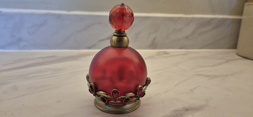 Vintage red glass scent bottle - vintage,