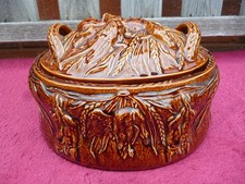 Vintage Portmeirion Pottery No. 1 Game Casserole & Lid Brown Treacle Glaze.