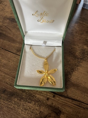 24ct gold plated - orchid, brooch