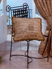 2 PK LARGE LATIN GOLD CUSHION COVER TEXT SWIRL FRAYED FRINGE EDGE YELLOW TAN 22"