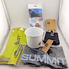 Camping Hiking Bundle Enamel Mug, Face Net, Compact Towel, Pole Bag Water Bottle