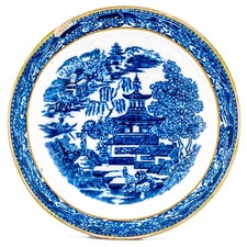 English Saucer Dish Blue White
