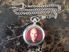 PICARD STAR TREK CHROME POCKET WATCH WITH CHAIN