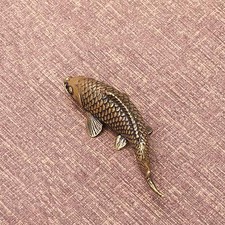 Brass Carp Fish Figurine Miniature Small Fish Statue Desktop Ornament Craft