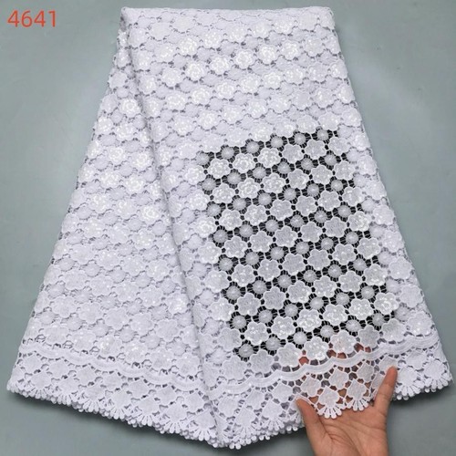 White african lace fabric - white,