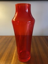 Riihimaki #1375 Riihimaen Lasi Oy Finnish Orange Red Glass Vase Vintage