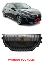 NEW FOR PEUGEOT 208 2019-2023 FRONT RADIATOR CENTER GRILLE BLACK/CHROME NO PDC