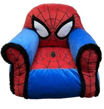 Marvel Spiderman Kids Figural Bean Bag Chair with Sherpa Trimming, Multi-color