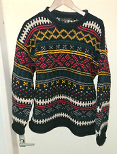 Vintage Ecuadorian Jumper Pure Virgin Wool Ecuador PTP 24" Hand Made Andes Crazy