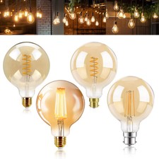 6W Vintage Edison LED Light Bulb G125 Large Globe LED Filament Bulbs Amber Glass